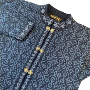 Nordstrikk Sweater Women’s Small Blue Norwegian Wool Cardigan Nordic Pattern